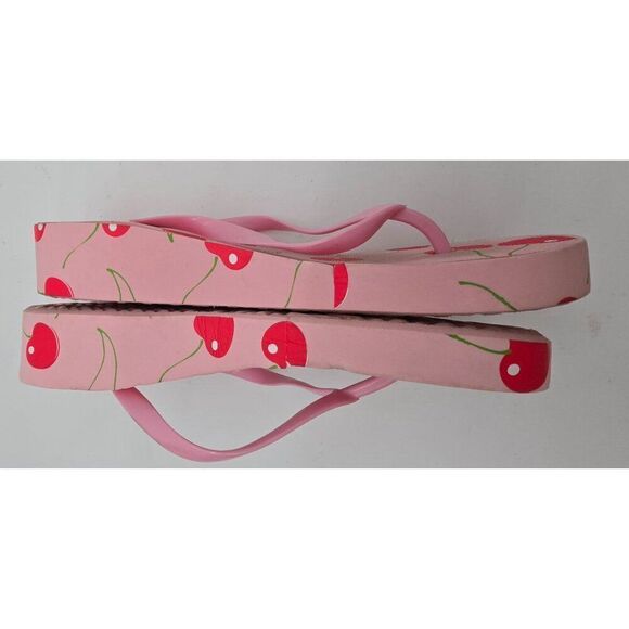 Sole Mates Pink Cherry Flip Flops With Platform Sole & Pink Straps Womens Size 7 - Picture 3 of 6